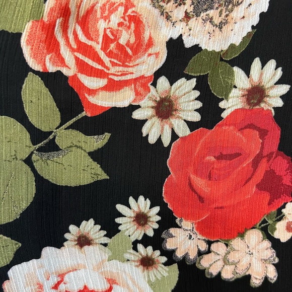 Disney Beauty & the Beast Floral Maxi Dress Smocked Sleeveless Black Rose Print - Picture 6 of 11